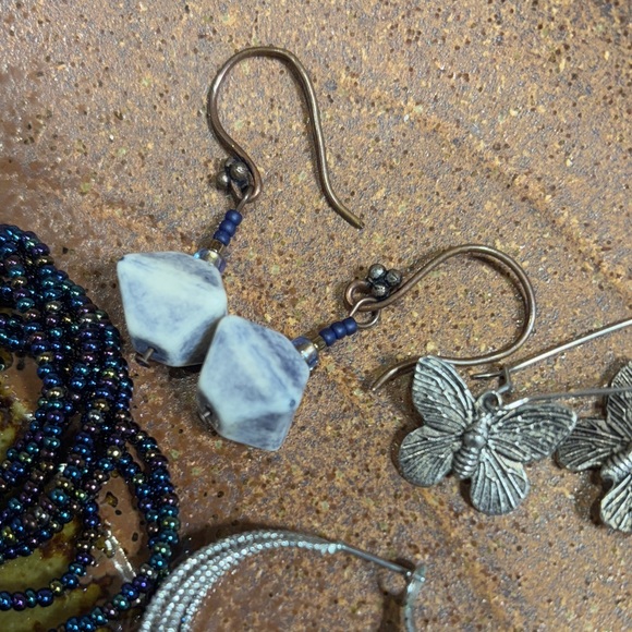 Elegant Silver and Blue Beaded Earrings Bundle - Picture 4 of 9